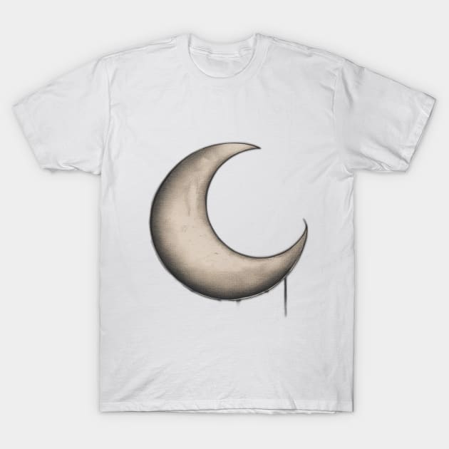 Crescent Moon Beige Shadow Silhouette Anime Style Collection No. 314 T-Shirt by cornelliusy